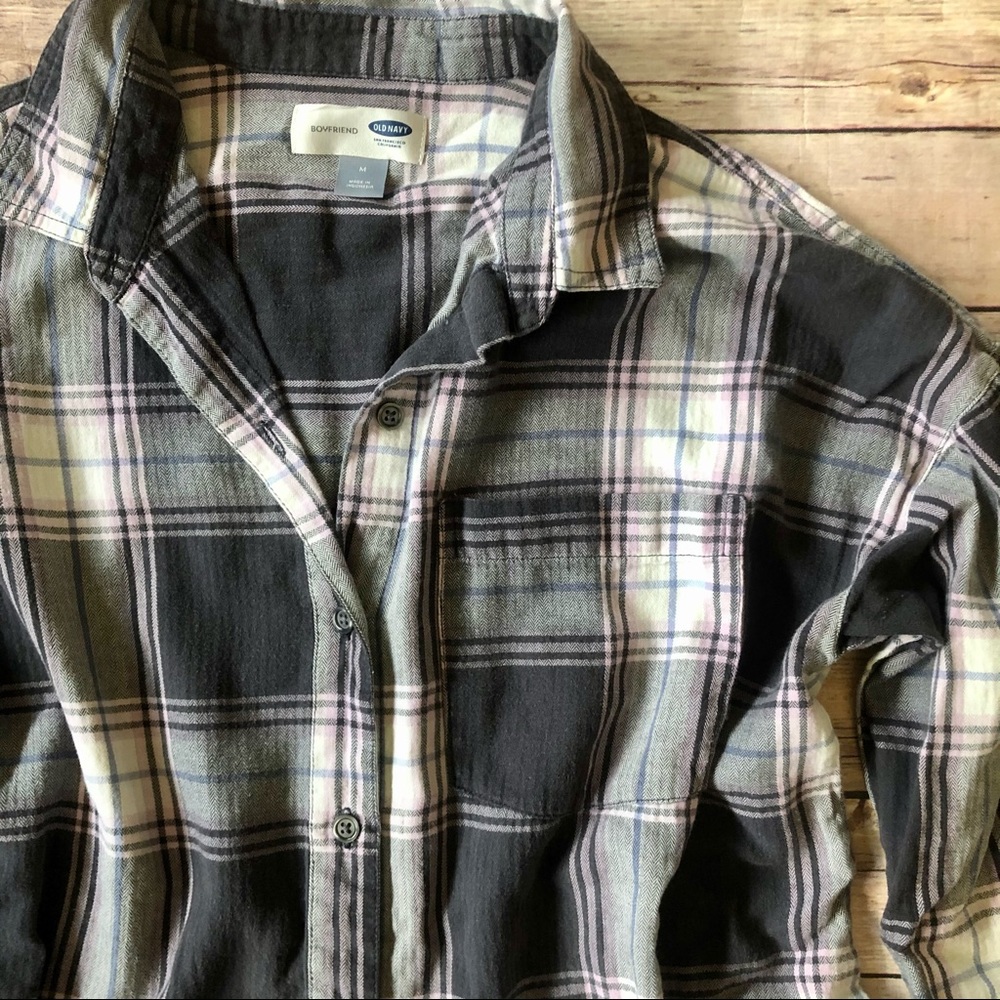 Gray & Purple Boyfriend Flannel